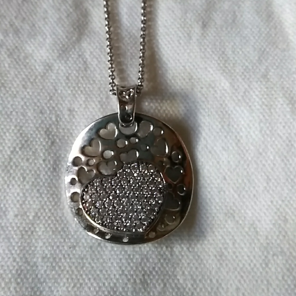 New Sterling Silver Chain and Diamond Pendant